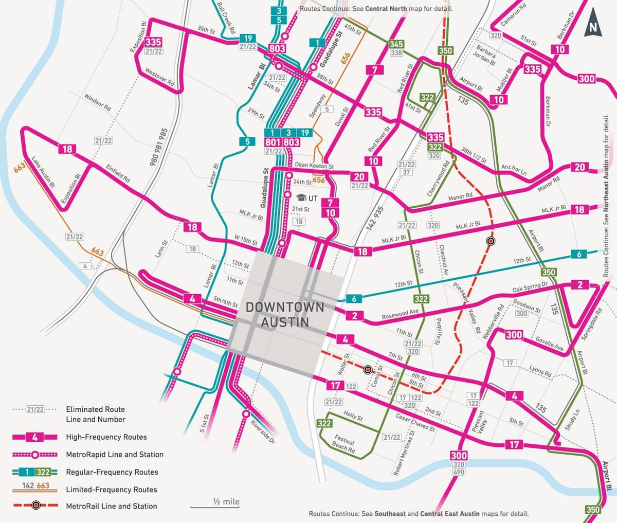 mapa ng Austin bus