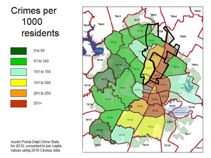 krimen mapa Austin