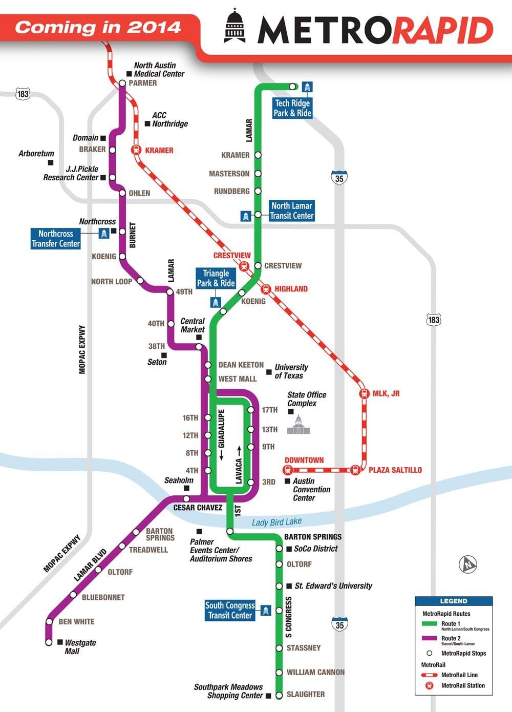 metro rail Austin mapa