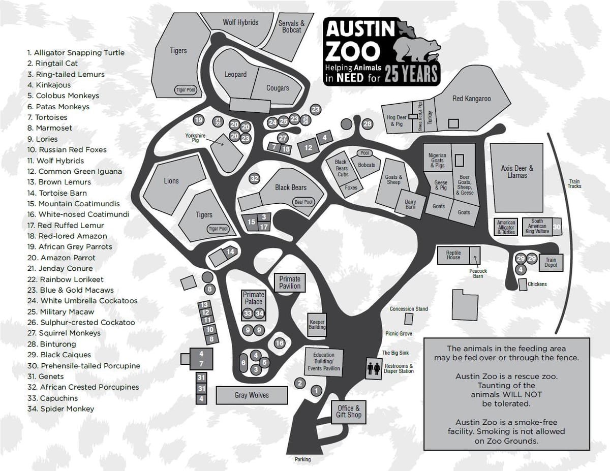 mapa ng Austin zoo