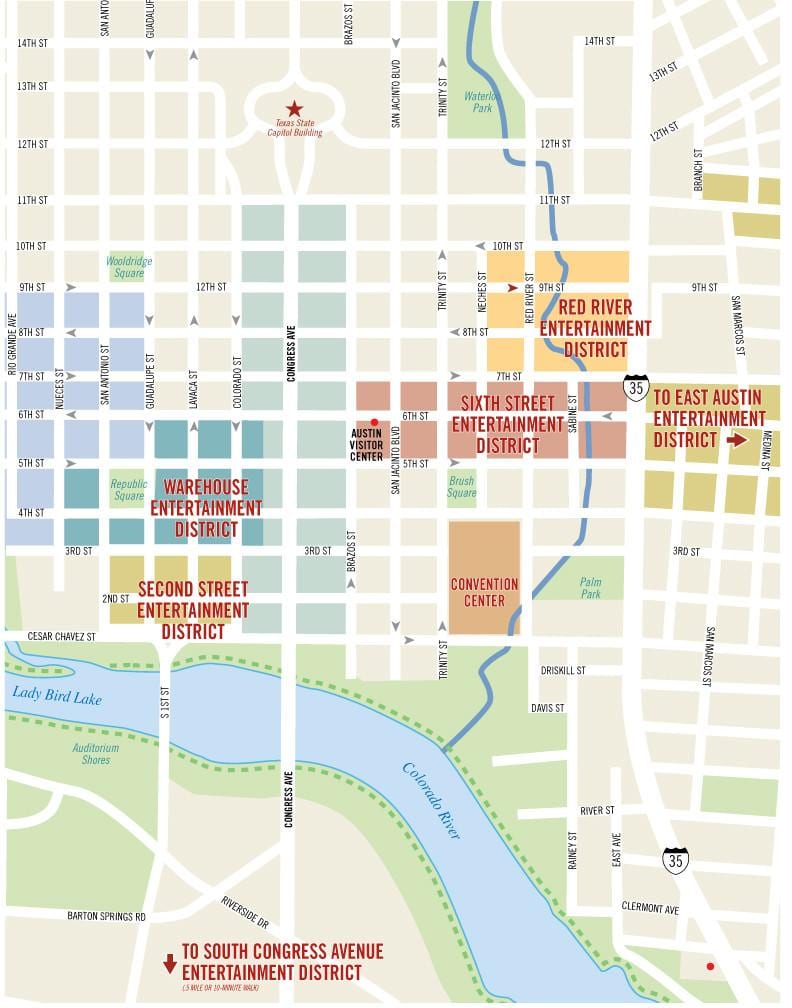 Austin ika-6 street map